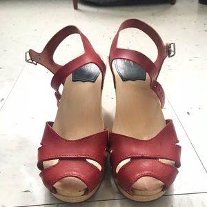 Swedish Hasbeens Ankle Strap Clogs